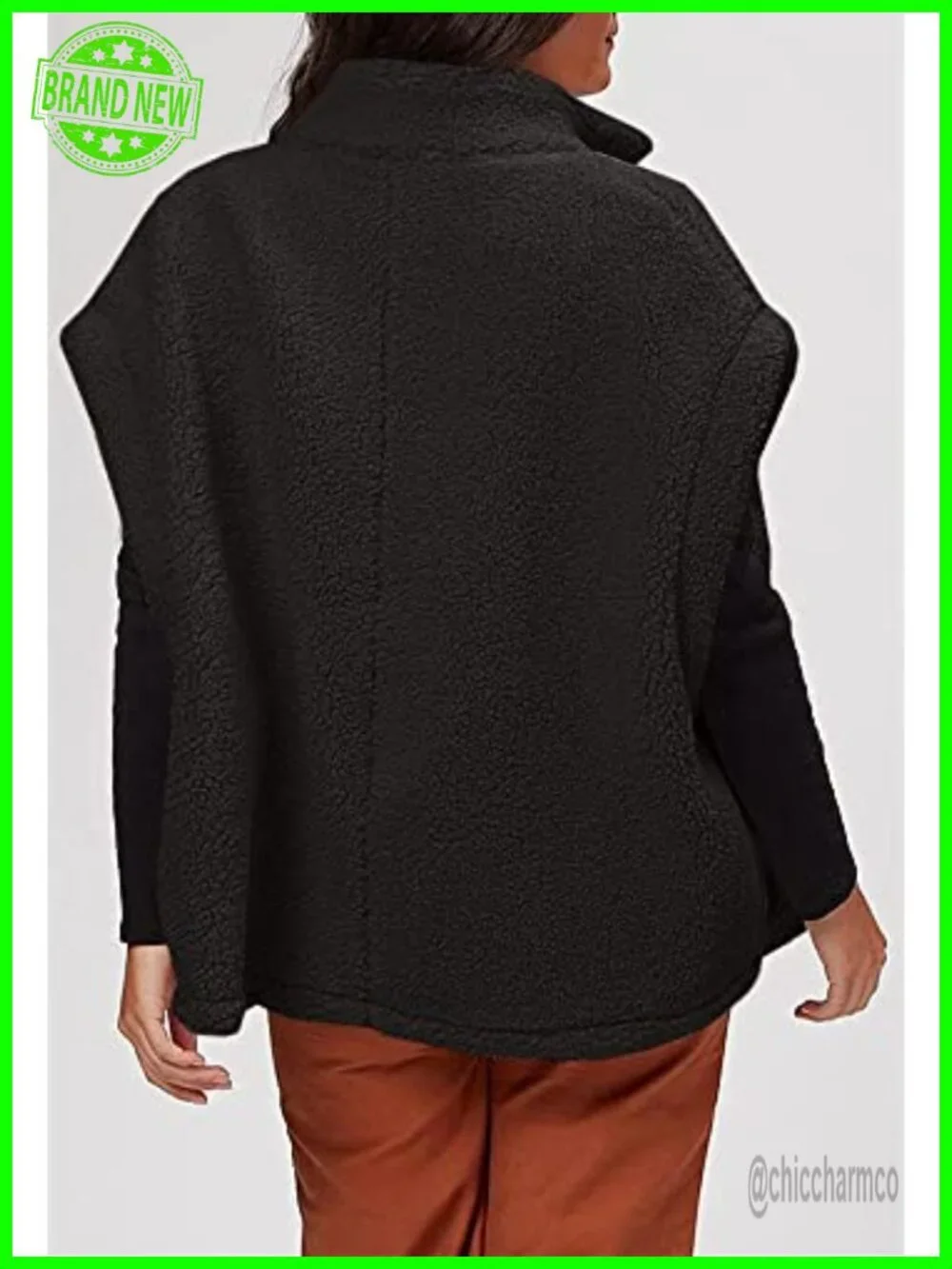 Fuzzy Fleece Oversized Sherpa Vest with Pockets